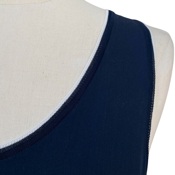Theory 100% Silk Sleeveless Shell Tank Navy Blue Closet Staple Office Layer Sz L - Picture 3 of 12